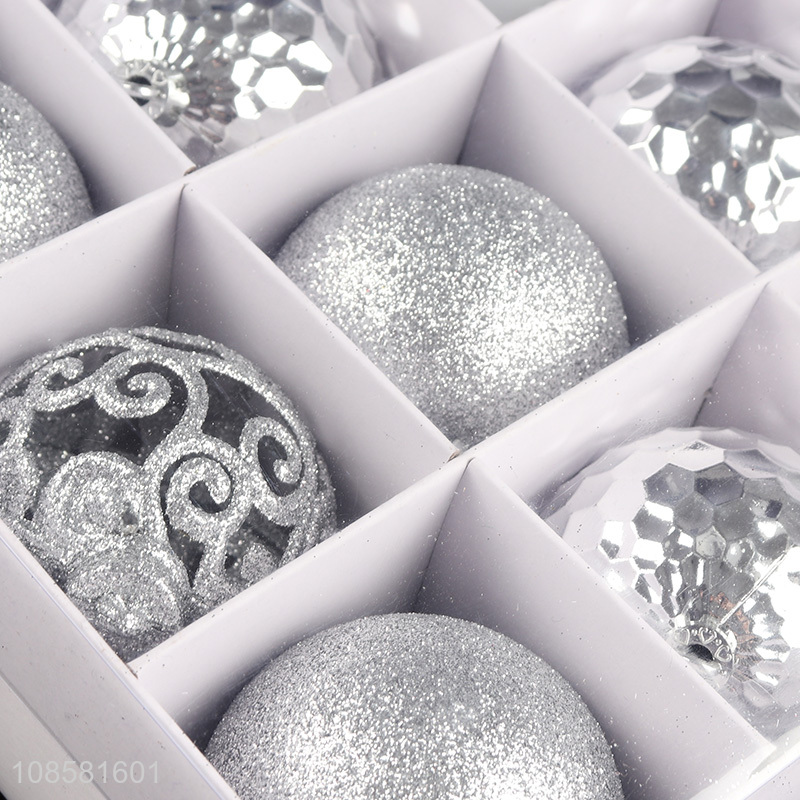 Wholesale 12pcs 6cm silver Christmas balls for Christmas tree decor