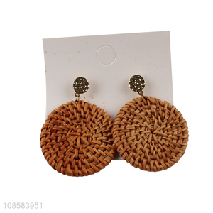 Good selling woven bamboo hoop <em>earring</em> for women wholesale