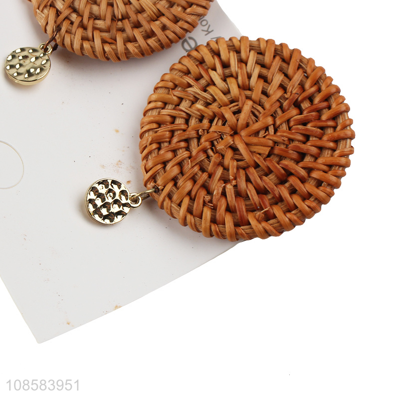 Good selling woven bamboo hoop earring for women wholesale