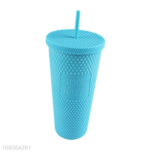 Wholesale reusable plastic acrylic water cup with lid & straw