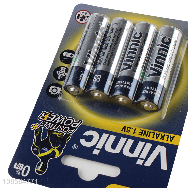 New products 4 pieces 1.5V AA alkaline zinc-manganese batteries