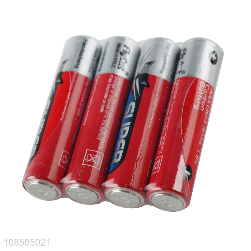 Good quality 4 pieces 1.5V AAA carbon-zinc batteries