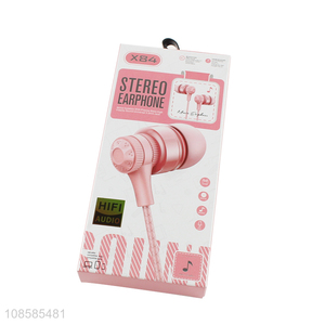 Yiwu market pink stereo sound wired earphones headphones