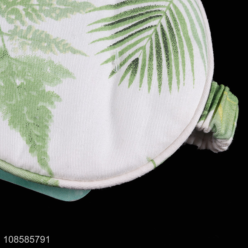 Hot selling green leaf printed imitated silk sleeping eye mask