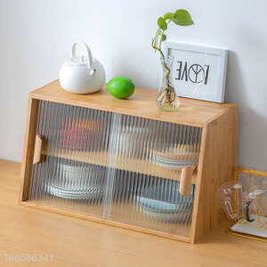 Wholesale small glass bamboo sideboard cabinet for kitchen countertop