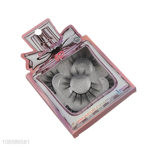 Bottom price 3 pairs 6D natural look nylon fiber false eyelashes