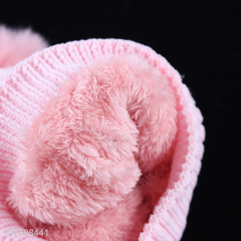 China products pink warm thickened children knitted beanies hat