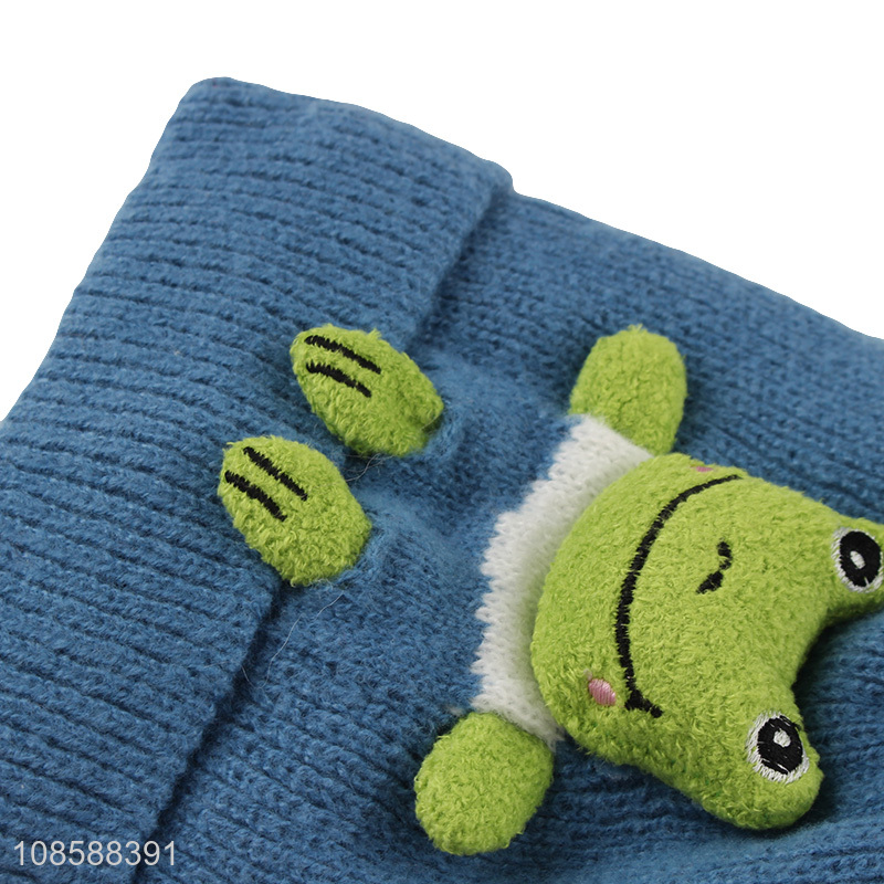 Factory price frog shape children knitted hat beanies hat