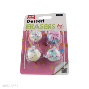 High quality dessert shape cartoon <em>eraser</em> set for students