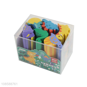 Best selling cartoon dinosaur shape <em>eraser</em> set for stationery