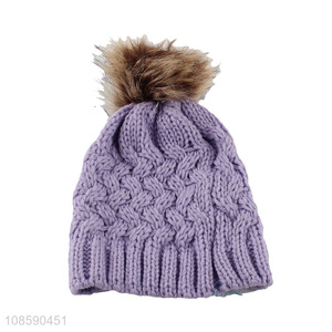Wholesale unisex <em>winter</em> <em>warm</em> cuffed beanie <em>hat</em> with pom pom