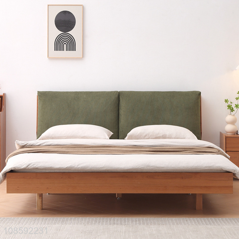 Popular products double bed solid wood corduroy soft bed