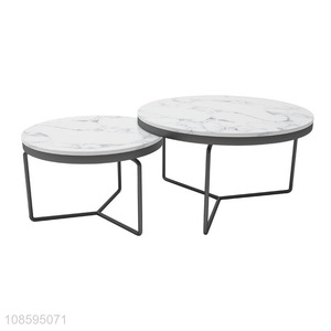 Wholesale dining room furniture metal frame marble coffee table set