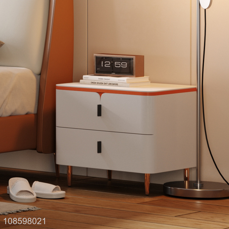 High quality light luxury marble nightstand with drawers for bedroom