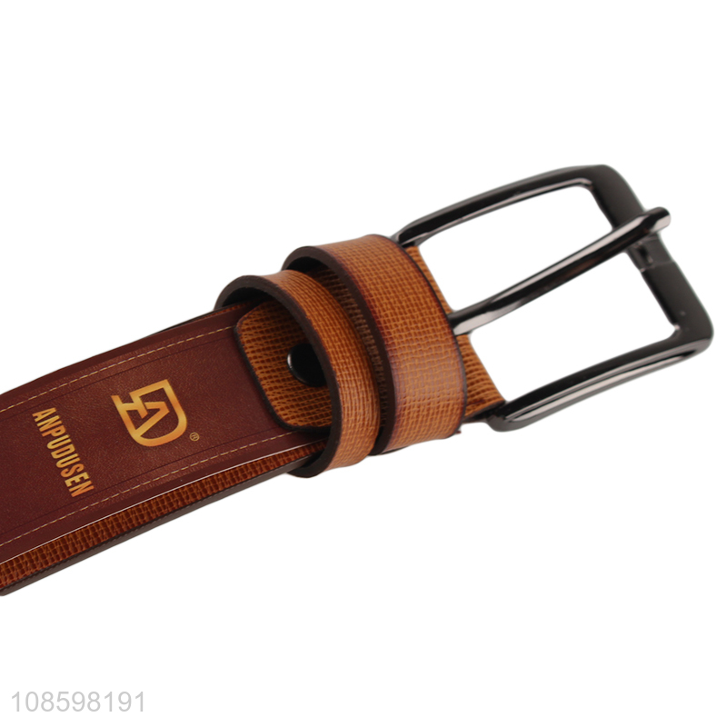 Wholesale 125cm men's pu leather belt with metal pin buckle