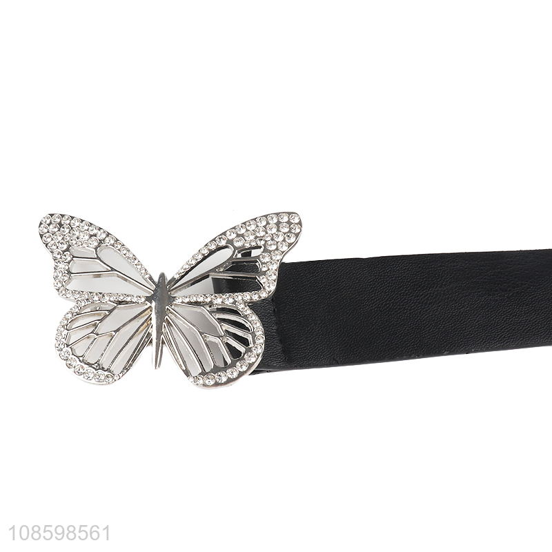 Hot items butterfly shape buckle women fashion pu belt waistband