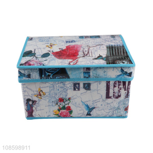 Custom logo foldable nonwoven storage box with lid for toys