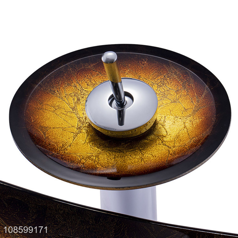 Wholesale boat shaped glass vessel sink artistic bathroom sink set