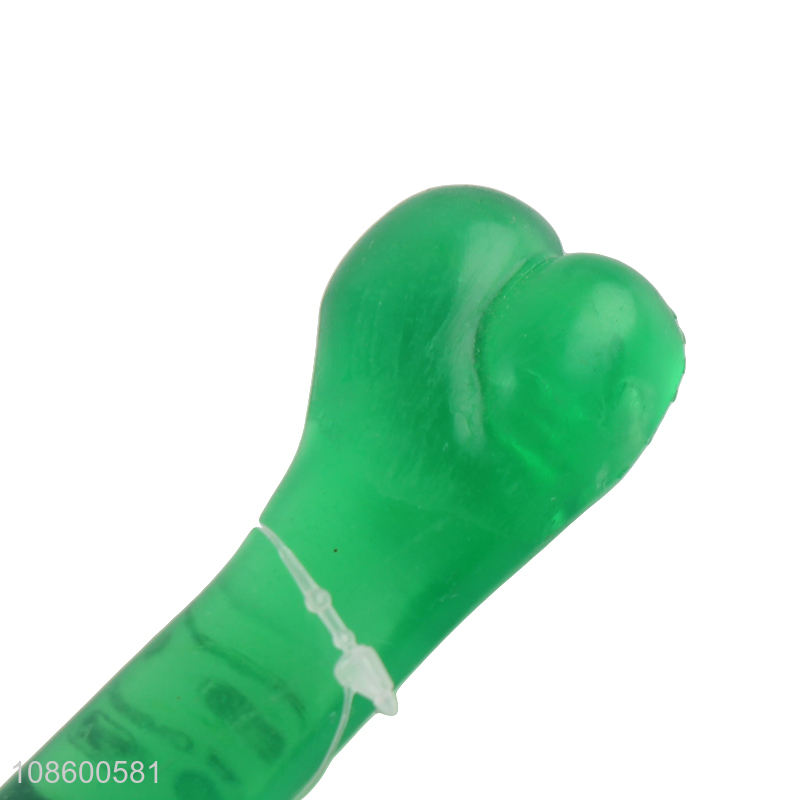 Wholesale transparent green bone shape pet toy tpr teething toy