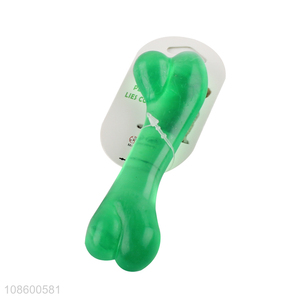 Wholesale transparent green bone shape pet toy tpr teething toy