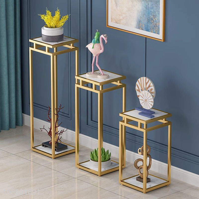 Wholesale iron art marble plant stand set flower stand set