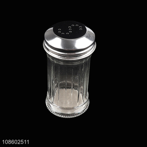 High quality glass spice salt pepper shaker with metal lid