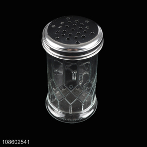 Low price glass spice jar pepper shaker with metal lid