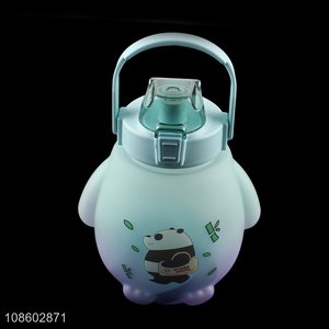 Wholesale 1500ml cute portable water bottle with straw for kids
