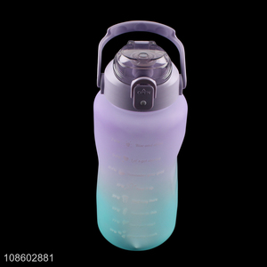Hot sale 2000ml motivative water bottle with straw & time marker