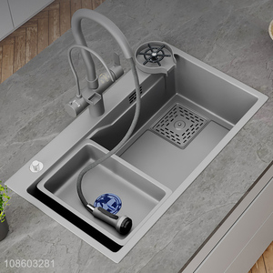 High quality stainless steel kitchen sink set with pull-out faucet and drain