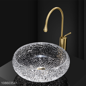 Hot selling glass bathroom sink cabinet countertop sink set