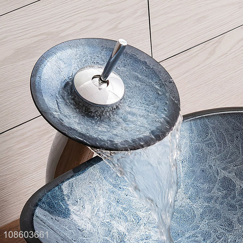 New product glass bathroom sink basin above counter sink set