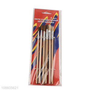 Online wholesale 6pcs nylon <em>paint</em> <em>brush</em> set with wooden handle
