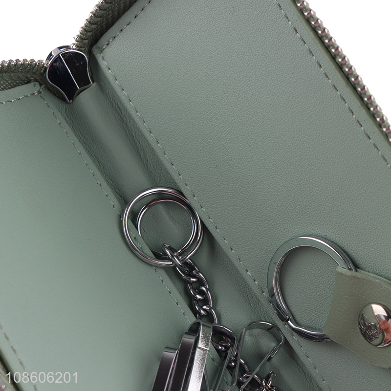 New product zippered genuine leather key holder wallet/key case