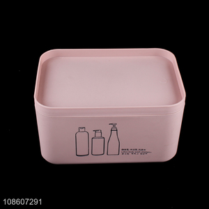 Low price desktop plastic cosmetic storage box with lids