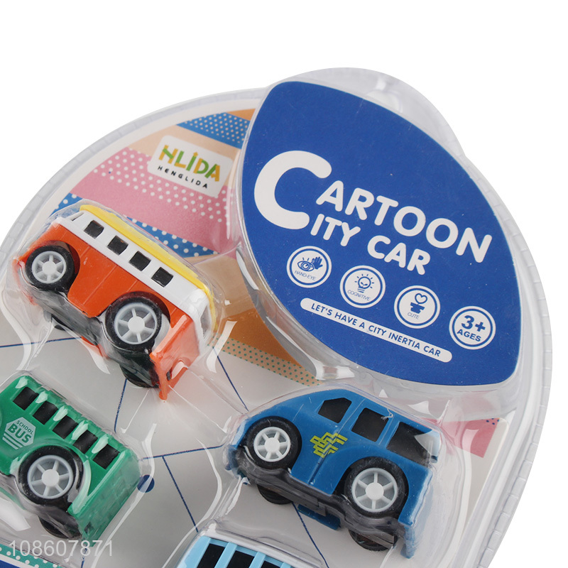 Wholesale mini plastic toy car set cartoon city car set for kids