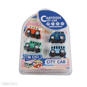 Wholesale mini plastic toy car set cartoon city car set for kids
