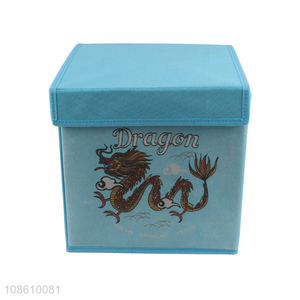 New products dragon printed folding nonwoven storage box with lid