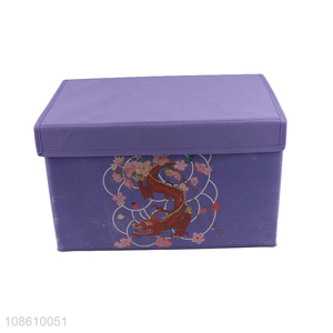 High quality foldable non-woven storage box with lid for toy storage