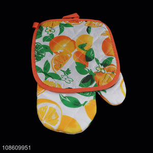 Wholesale printed microwave oven mitt and pot holder set kitchen accessories