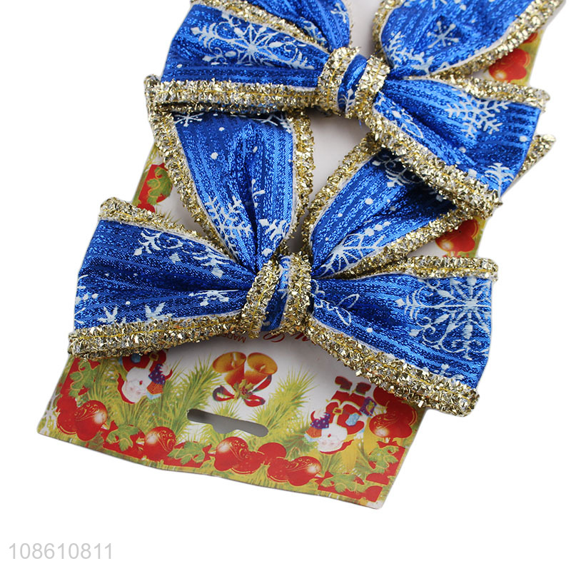 Best selling glitter christmas ornaments decoration christmas bow