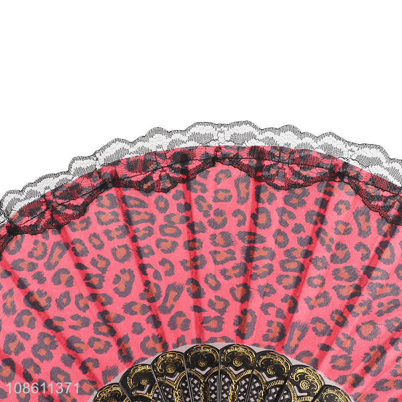 Good quality elegant folding hand fan leopard print handheld fans