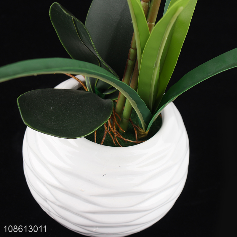 Top selling 7heads simulation flower with ceramic flower pot wholesale