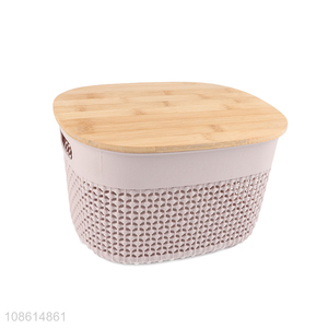 Top sale large capacity storage basket with bamboo lid