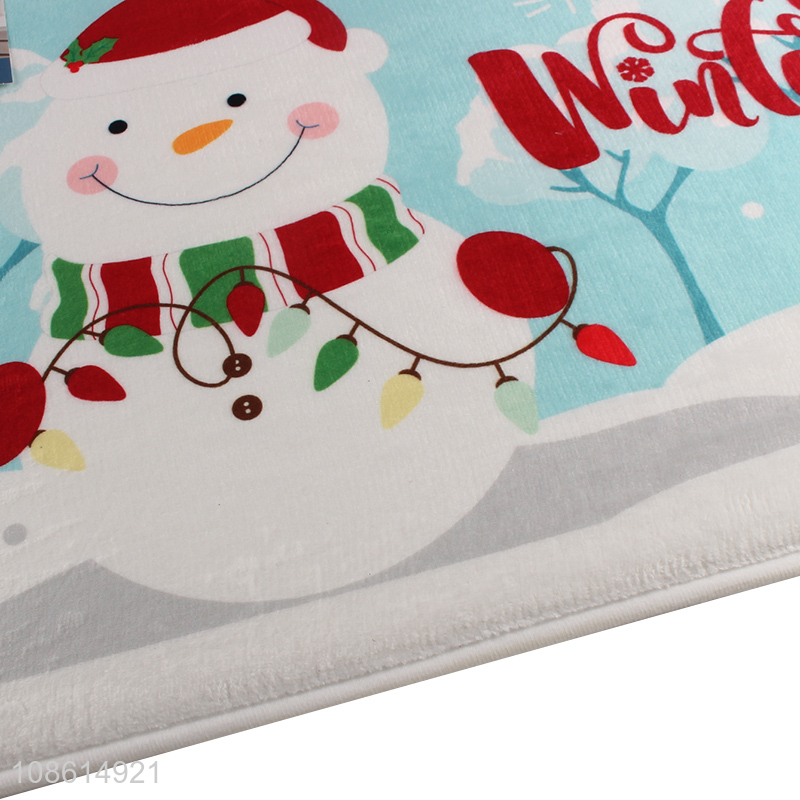 Popular products snowman pattern flannel mat floor mat