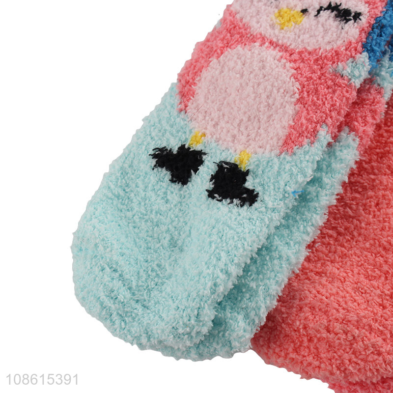 Hot items cartoon women fleece half socks winter socks