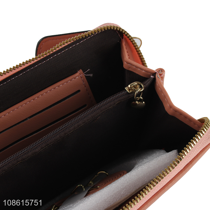 Online wholesale portable ladies pu leather wallet