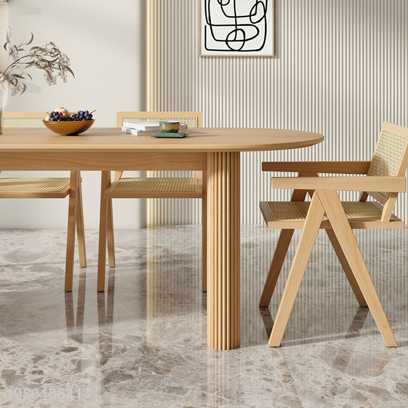 Hot selling oval wooden dining table wabi-sabi table for 4 person