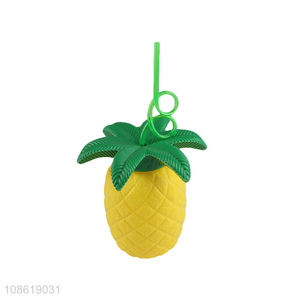 New product 700ml pineapple shaped plastic water cup with straw
