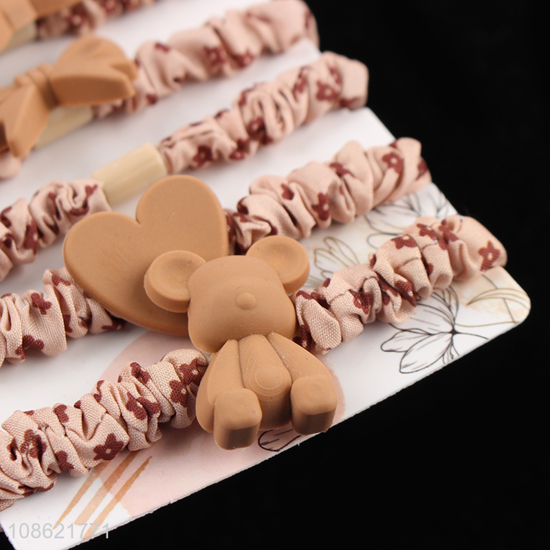 Best selling floral print no damage elastic hair bands ties